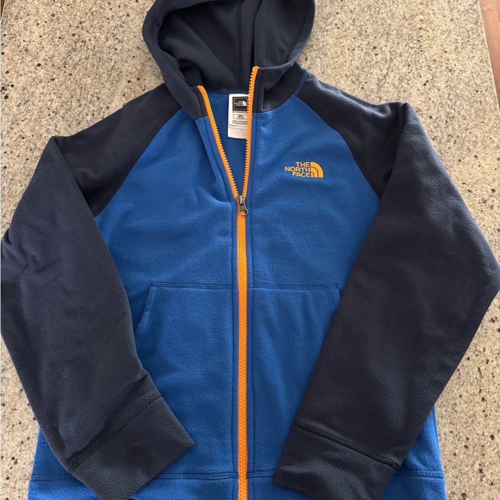 The North Face Boys Blue and Orange Glacier Fleece Jacket
